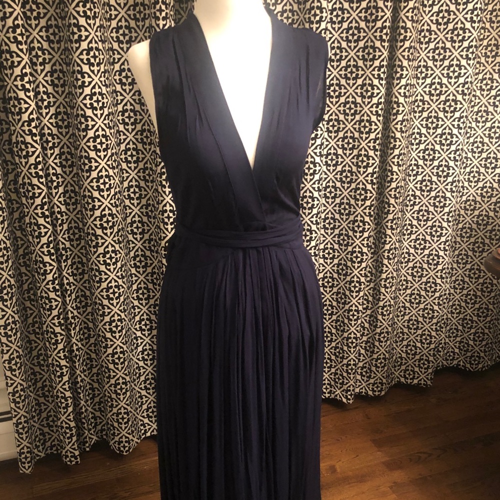 Navy maxi wrap around dress super flattering